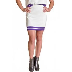 NEW STEWART SIMMONS varsity sweater skirt in purple